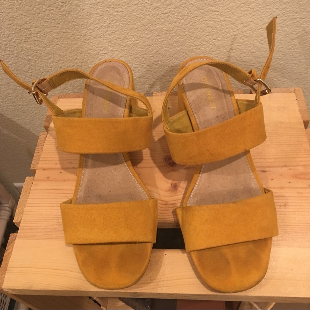 Suede Mustard Yellow Slingback Sandals